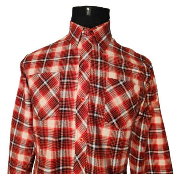 RAYMOND CHEMISE MEN'S PLAID CASUAL DRESS LONG SLEEVE FLANNEL SHIRT - SIZE M - Picture 4 of 6